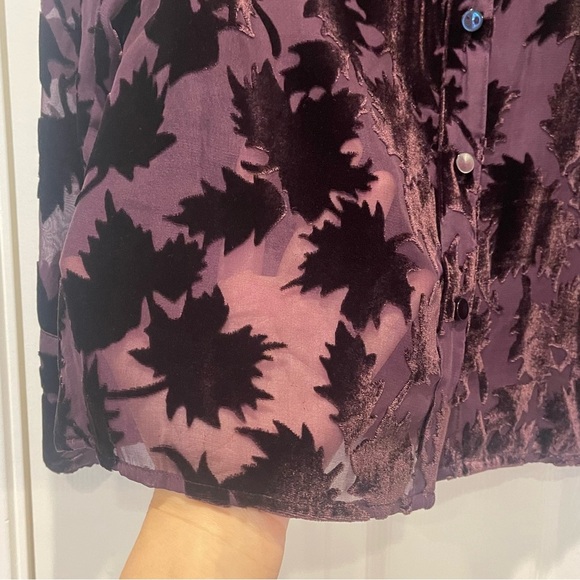 Vtg Express Women’s Small 90s Silk Blend Sheer Velvet Burnout Plum Whimsigoth - Picture 3 of 8